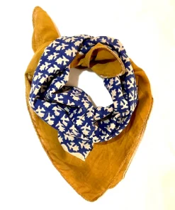 Foulard Bleu indigo 50×50