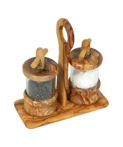 Ménagère 2 moulins en bois d&rsquo;olivier (Sel / Poivre)