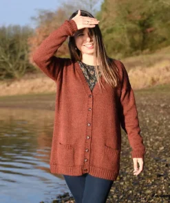 Le cardigan long “Lima” col V manches longues | Kit à tricoter