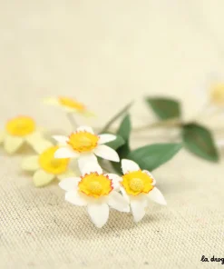 Fleur en tissu Narcisse | Accessoire Modiste 80 x 50 mm