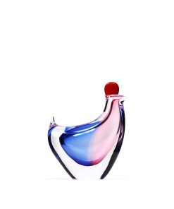 Poule cristal rose et bleu