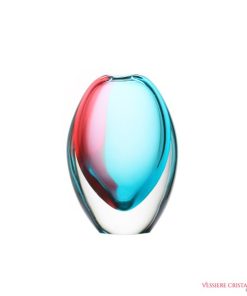 Vase cristal ovale rouge turquoise