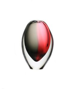 Vase cristal ovale rouge gris
