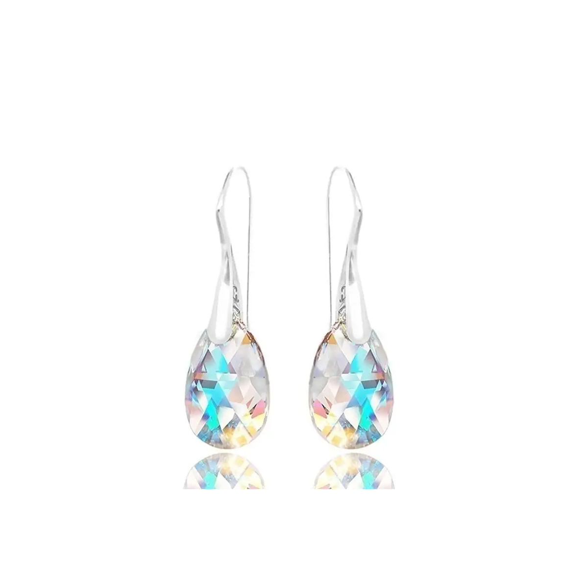 Iridescent crystal water drop earrings