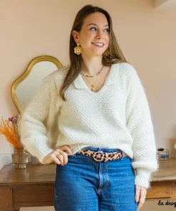 Pull petit col façon chemise Allée des Miroirs | Kit à tricoter