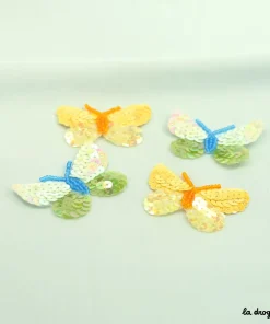 Écusson perlé Paréo papillon | Broderie thermocollante 55 x 35 mm