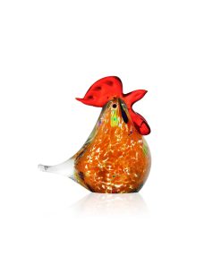 Sculpture poule cristal orange