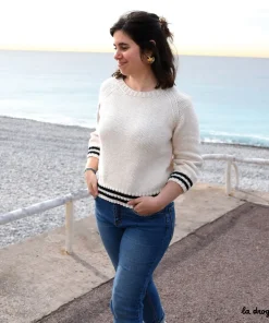Le pull “Roland Garros” col rond manches 3/4 | Kit à tricoter