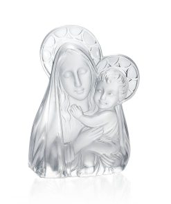 Sculpture vierge à l&rsquo;enfant cristal