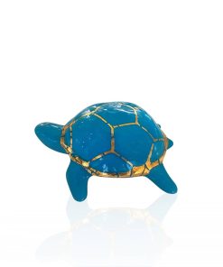 Tortue porte-bonheur turquoise & or Émaux de Longwy