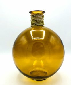 VASE BOULE EN VERRE RECYCLE OCRE