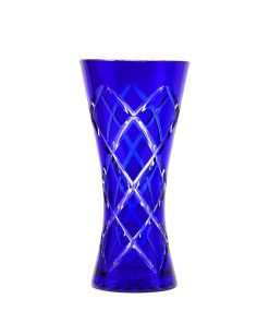 Blue crystal vase by cristal de paris