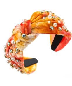 Samthaarreifen mit Perlenbesatz, Orange